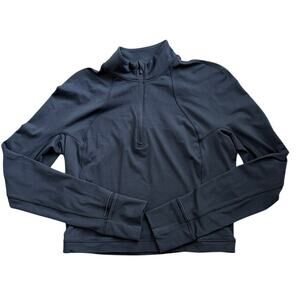 Lululemon It's Rulu Cropped Half Zip Black Women's Top Size 12